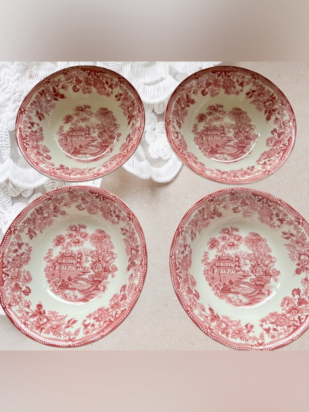 Royal Staffordshire Tonquin Red Pink Large Coupe Cereal Bowl - Picture 5 of 10